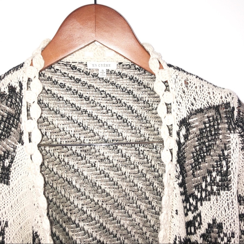 En Creme Open Knit Boho Crochet Cardigan Sweater Small Cottagecore Coquette - Picture 2 of 5